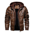 Veste Homme en Cuir Synthétique à Capuche Amovible