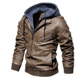 Veste Homme en Cuir Synthétique à Capuche Amovible