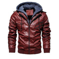 Veste Homme en Cuir Synthétique à Capuche Amovible