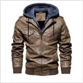 Veste Homme en Cuir Synthétique à Capuche Amovible