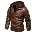 Veste Homme en Cuir Synthétique à Capuche Amovible